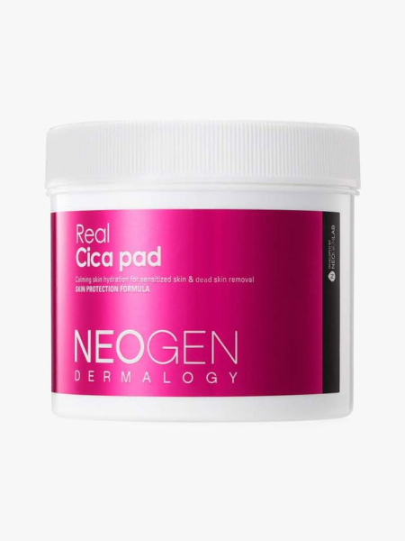 Neogen Dermalogy Real Cica Pads in branded component on a light gray background